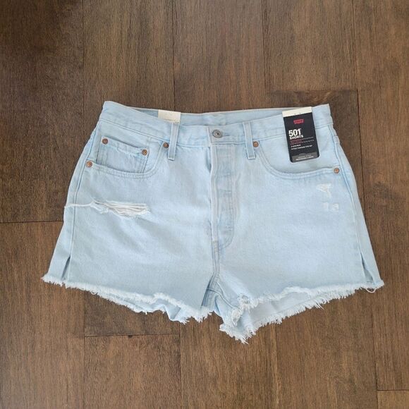 Levi's 501 Denim Shorts High Rise Button Fly Luxor 32 NEW - Picture 5 of 9